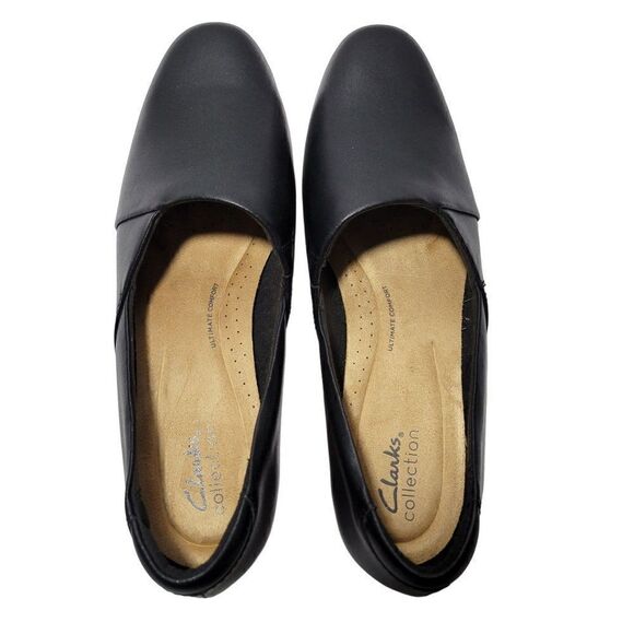 Clarks Collection Loafer Shoes Womens 8.5 W Black Leather Juliet Palm Slip On - Picture 7 of 14